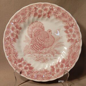 Queen's Chruchill Myott Thanksgiving Red Pink Salad Plate (8") EXCELLENT